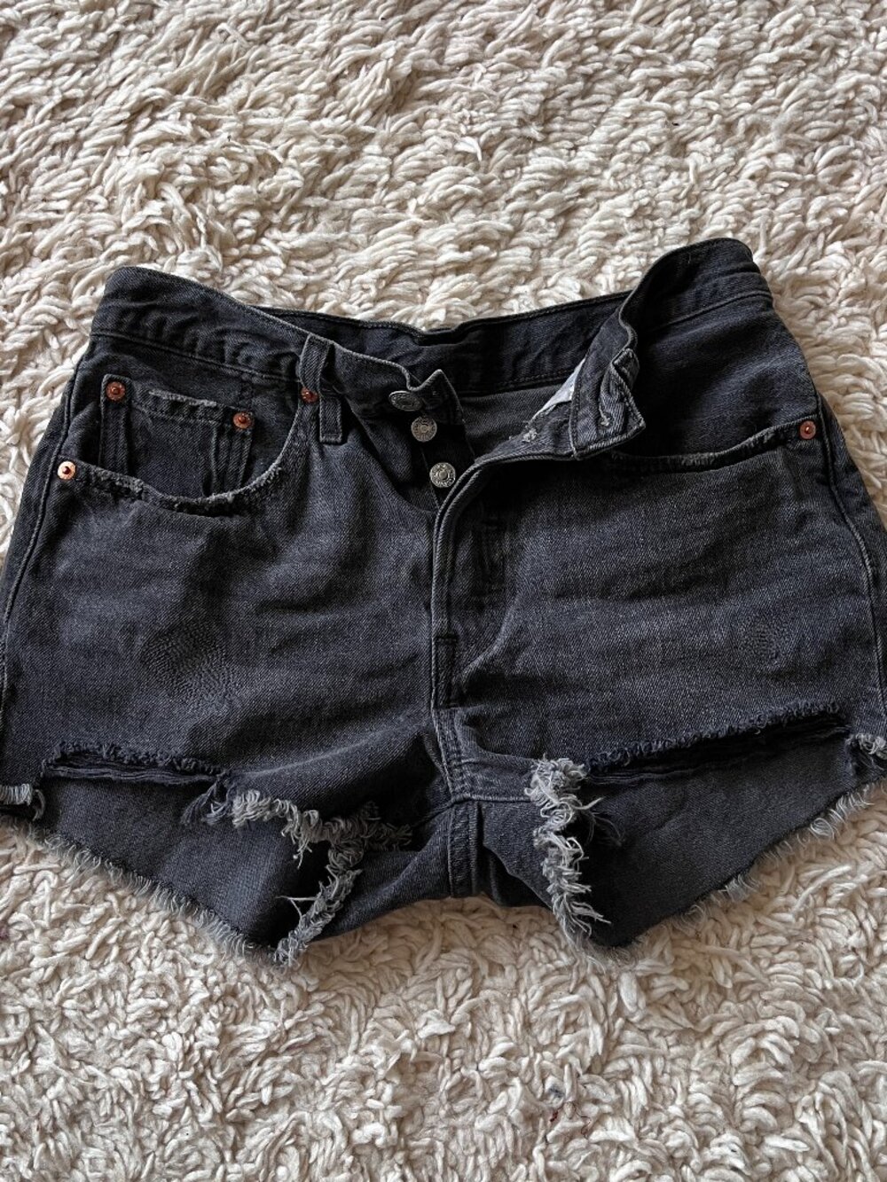 Levi's 501 Black Cutoff Denim Shorts W26